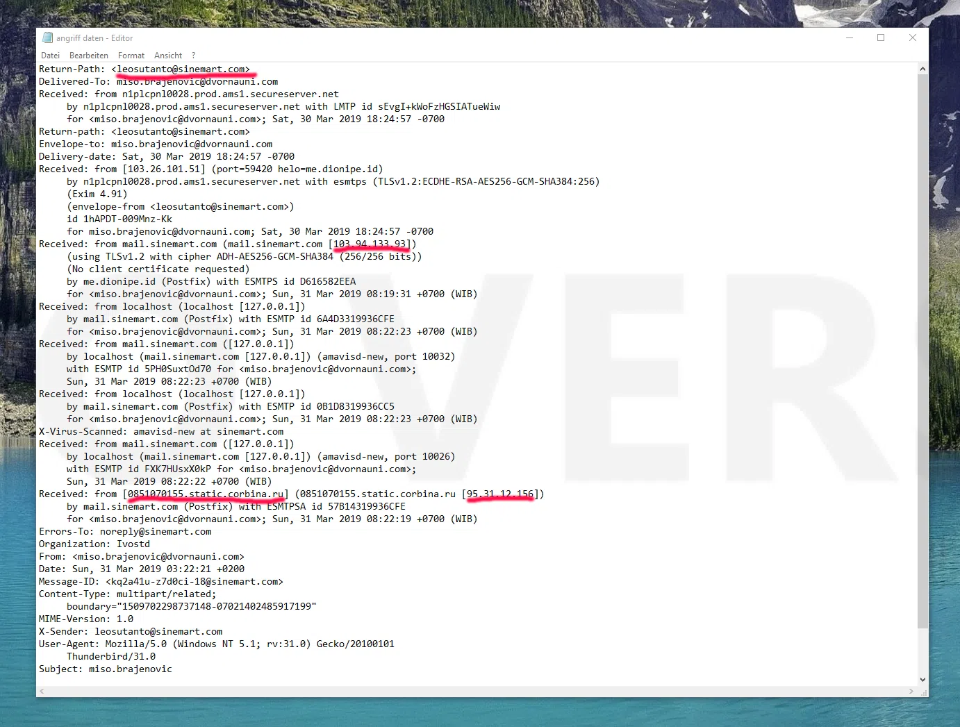 sextorting mail protokol
